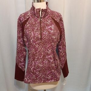 Talbots Burgundy Patterned Quarter zip pullover.